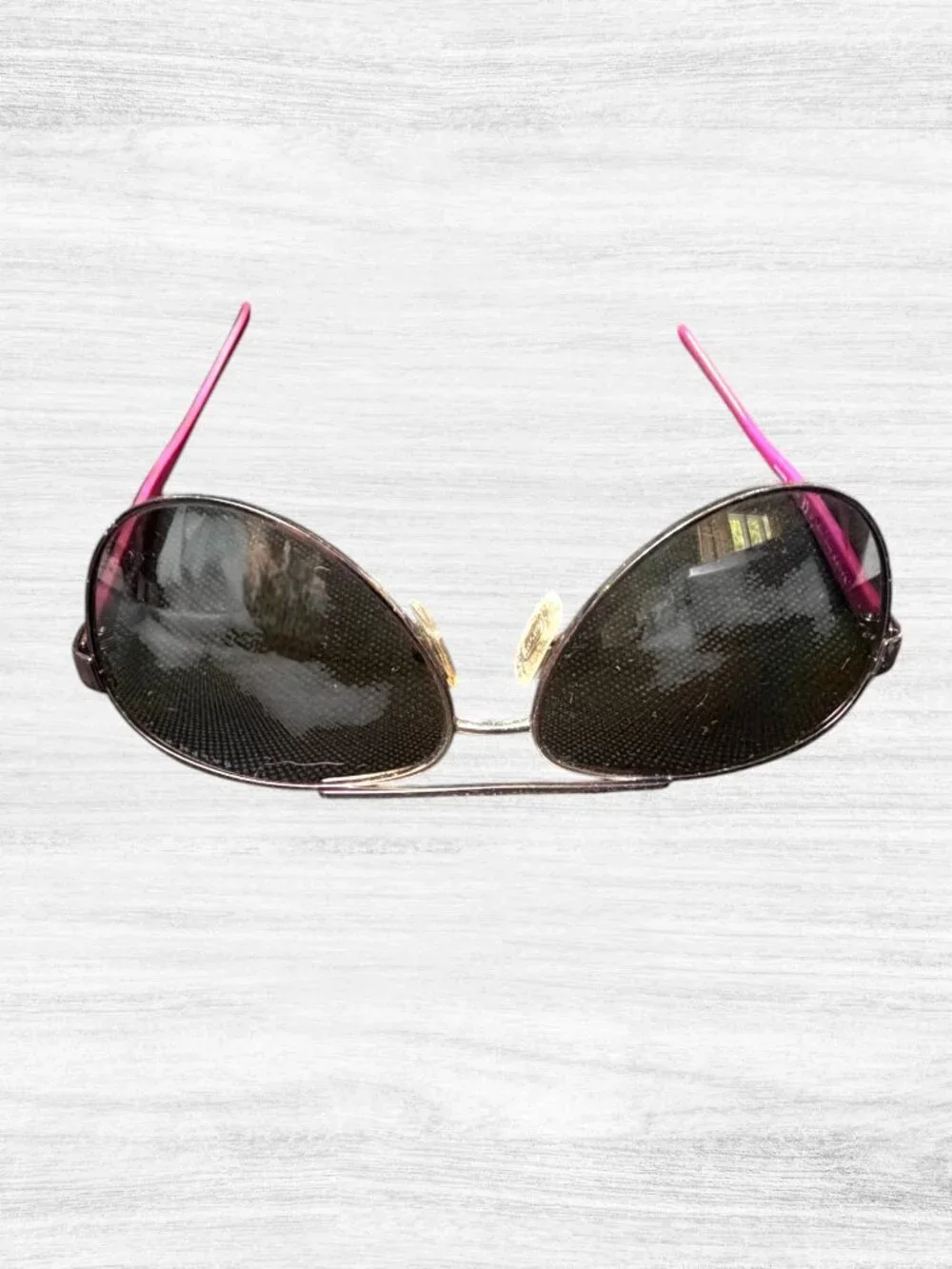 Ralph Lauren Y2K Aviator Sunglasses Brown Gradient Pink Arms Gold Tone RA4004